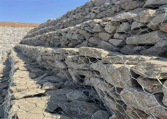 50g-1200g / m2 hộp Gabion với lưới hình lục giác đan gấp đôi